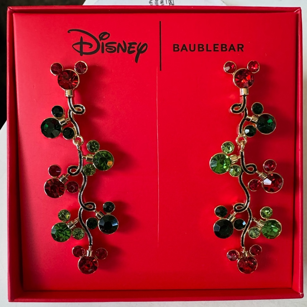 🎄Disney BaubleBar Crystal Mickey Ornament Light Earrings🎄